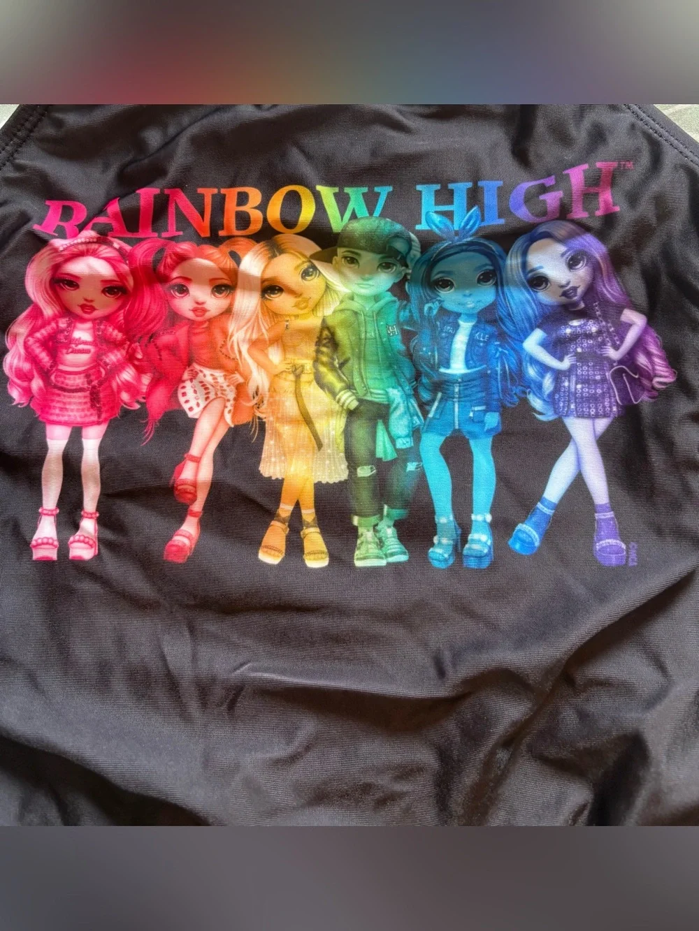 Rainbow High Black Girls' One-Piece Swimsuit with Rainbow Doll Graphic